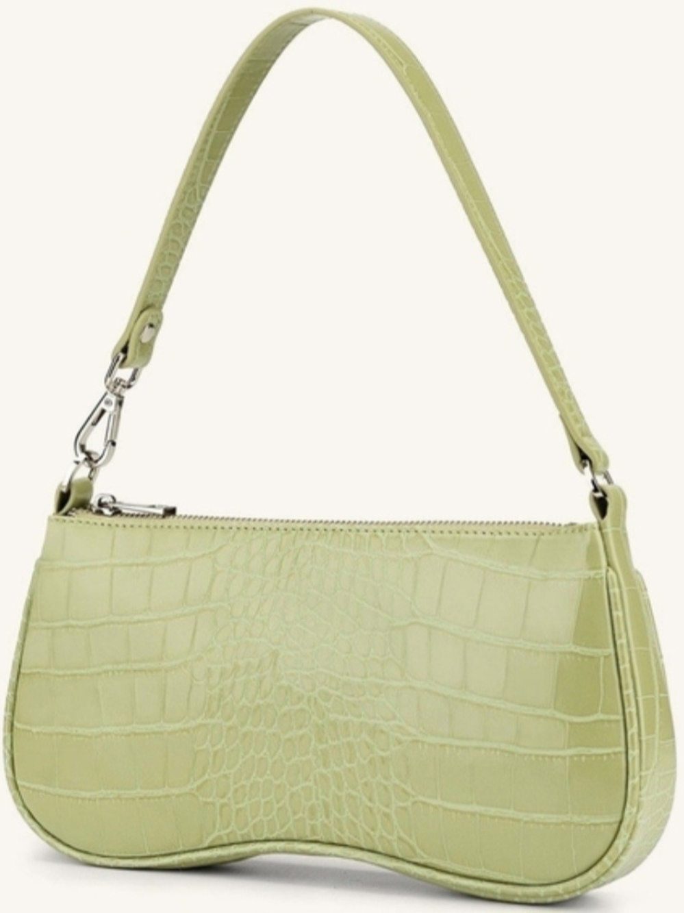 JW PEI Light Green Croc-Embossed Shoulder Bag